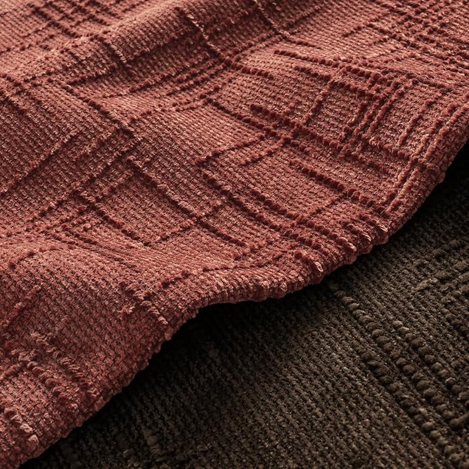 MIULEE Chenille Textured Fall Throw Pillow Covers Rust 18x18 Set of 2 | Slubby Decorative Pillows, Boho Farmhouse Rustic Home Decor, Modern Neutral Cushion Covers for Couch Sofa Bed Living Room