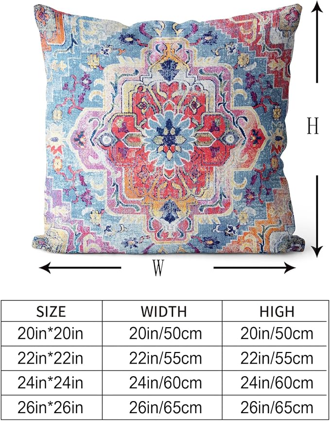 Snycler Antique Boho Hereke Rug Print Boho Throw Pillow Cover 24x24 Inch Set of 2 Double Sided Decorative Soft Throw Pillow Case Cushion Case for Home Decor Living Room Bed Couch Car