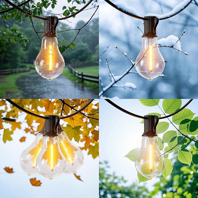 Outdoor String Lights 100 ft for Outside String Lights with 50+3ea A39 Shatterproof Warm Lights for Bistro Lights Outdoor Patio Pergola Backyard Linkable