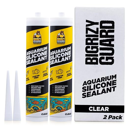 Aquarium Silicone Sealant Clear 2x10.14 Fl oz Cartridge - Aquarium Safe Silicone for Fish & Plants, 100% Waterproof, Non-Toxic, Solvent Free, Strong Bond, Fast Cure, Transparent (2 Pack)