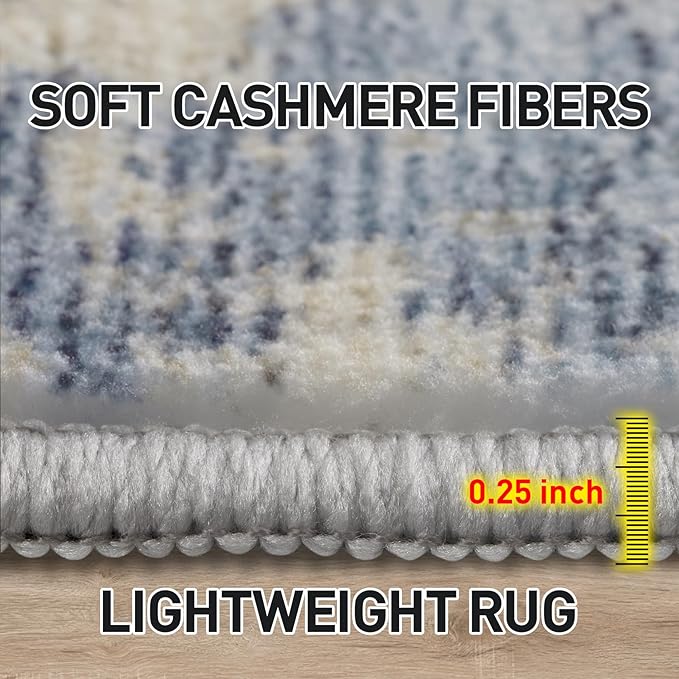 10x14 Area Rugs Washable Rug: Modern Abstract Living Room Rug Soft Anti-Skid Thin Carpet Indoor Floor Non-Shedding Carpets for Bedroom Dining Room Farmhouse Nursery Home Office Blue Gold