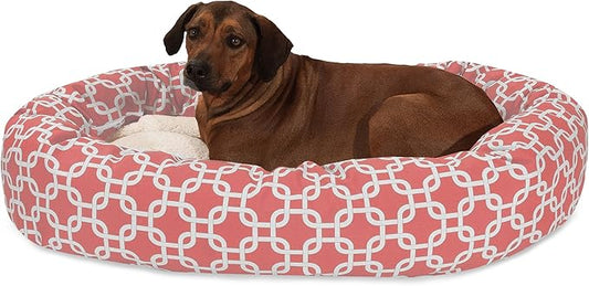 52 Inch Coral Links Sherpa Bagel Dog Bed