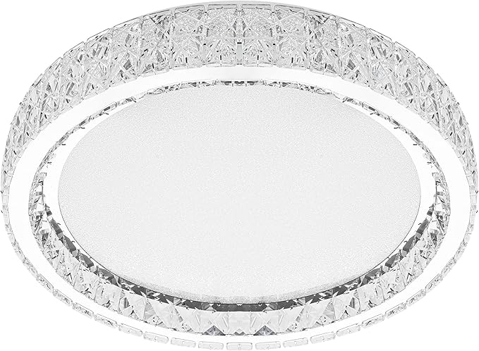 Krychiler 9.8" Small Crystal Flush Mount Ceiling Lights, Dimmable LED Modern Close to Ceiling Lighting Fixture, Chrome Hallway Round Chandelier for Bedroom Kitchen Bathroom Closet Foyer Dining Room