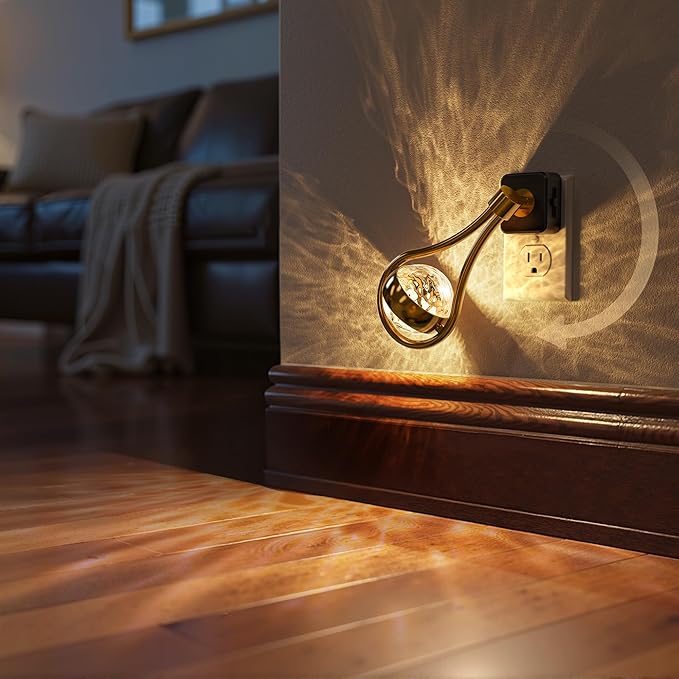 Briignite LED Night Lights Plug into Wall, 330° Rotating Night Light with Dusk to Dawn Sensor, 0-100LM Dimmable Nightlight Adjustable Brightness, 3000K Warm White for Hallway, Bedroom, Stairway, 2pack
