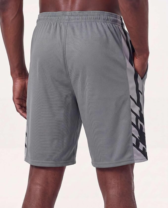 5 Pack Men's Mesh Shorts Athletic Basketball Sports Gym Workout Pockets | Cooling Moisture-Wicking, 9", Long, Quick-Dry, Breathable, Elastic Drawstring Waistband. Running, Exercise, Soccer, Training.