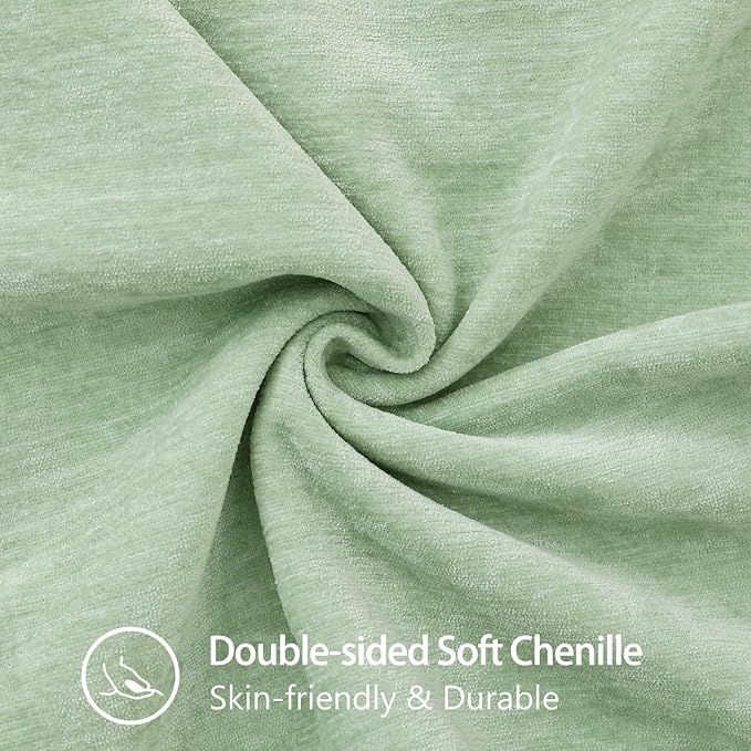 decorUhome Soft Chenille Throw Pillow Covers 20x20 Set of 2 Sage Green | Fall Textured Decorative Throw Pillow Cases Stitched Edge Modern Farmhouse Luxury Boho Velvet for Couch Sofa Bed Home Decor