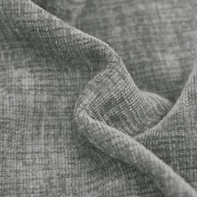 CaliTime Decorative Couch Throw Pillow Covers 20 X 12 Inches Medium Grey | Pack of 2, Cozy Chenille Cushion Cases, with Pom Poms for Sofa Bed Living Room Farmhouse Home