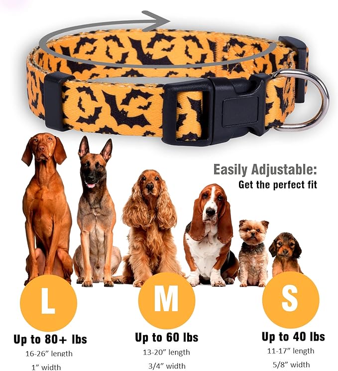 Native Pup Halloween Dog Collar (Small, Bats)