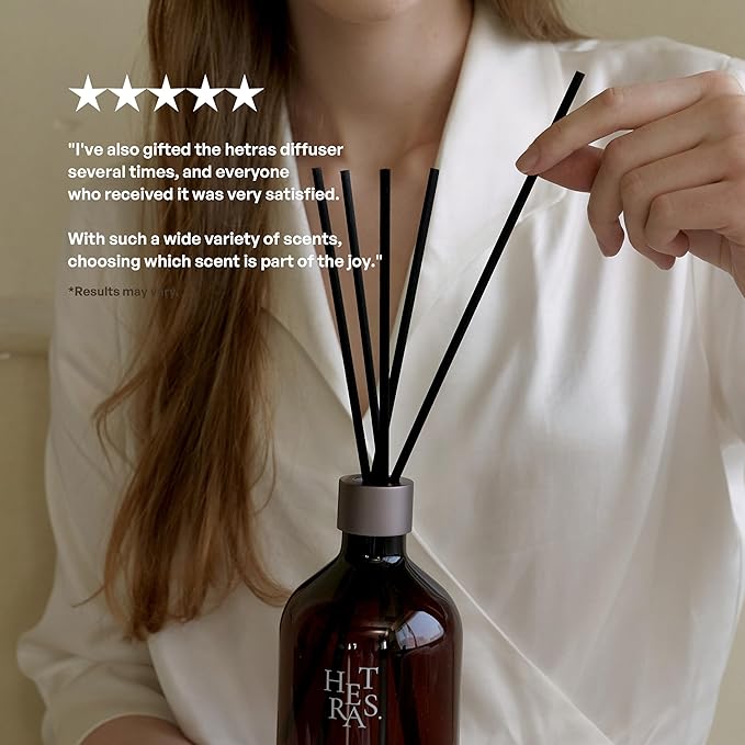 hetras Premium Reed Diffuser Set 16.9 fl.oz. 1 Pack | White Shirt - Clean Linen Scent | Long-Lasting Luxury Fragrance with 10 Reed Sticks for Home & Office | Gifts for Loved One
