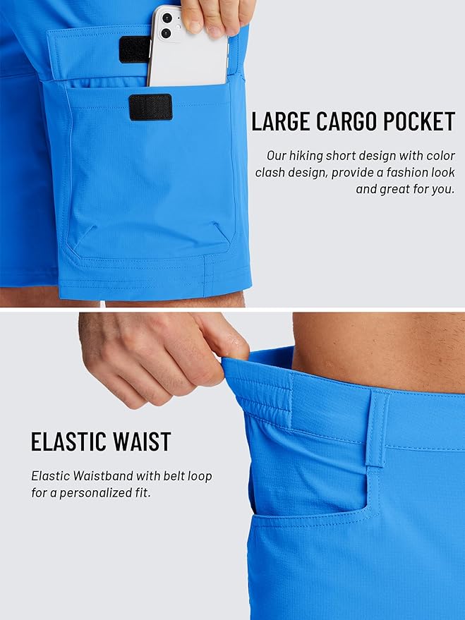 TACVASEN Men's Summer Outdoor Shorts Quick Dry Cargo Casual Work Hiking Shorts (NO Belt)