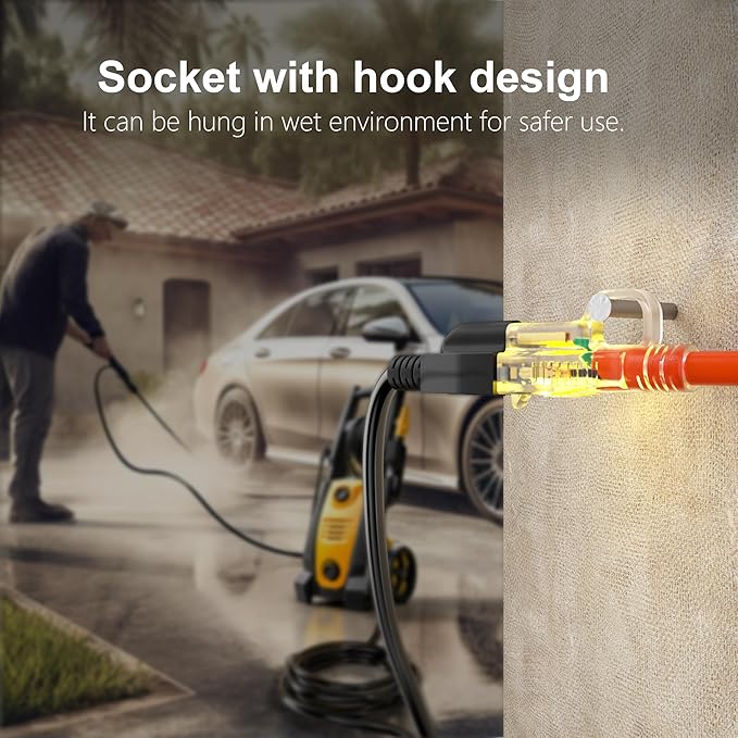 HUANCHAIN 12/3 Gauge 150 ft Outdoor Extension Cord Waterproof Heavy Duty with Lighted end, Flexible Cold-Resistant 3 Prong Electric Cord Outside, 15Amp 1875W 12AWG SJTW, Orange, ETL