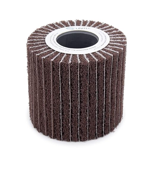 CS Unitec | 47312 | PTX Interleaf (Combi) Wheel Nylon Fleece for Metal/Wood Surface Finishing. 80 Grit, 4-1/8" Diameter x 4" Width, 1-3/4??(45mm) Hollow Core ??Made in Germany