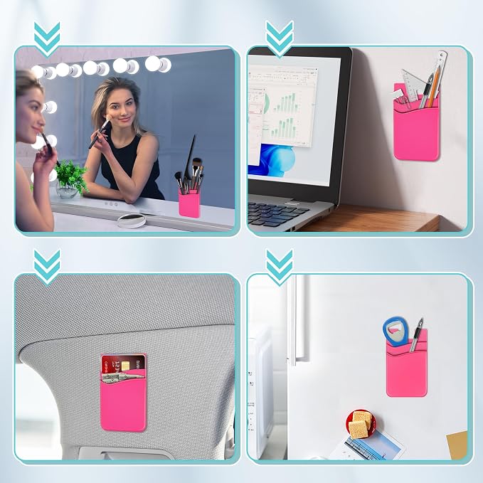 SHANSHUI Phone Wallet Stick on, Card Holder for Back of Phone Double Silicone Credit Business Card Sleeve Pocket Compatible for iPhone, Samsung Galaxy and Every Smartphones (MultiColors-5pcs)