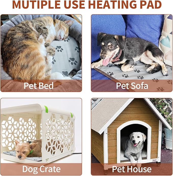 Pet Heating Pad 22x18 in with Smart Thermostat Switch and Power Line Protection Tube,Obtained MET and UL Dual Certification,Waterproof Cat Heating pad-Rose