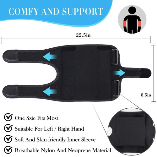 Niceuare Elbow Brace with 2 Removable Metal Splints - Adjustable Elbow Support for Tendonitis, Cubital Tunnel Syndrome, and Ulnar Nerve Entrapment Pain Relief Fit Men ＆ Women