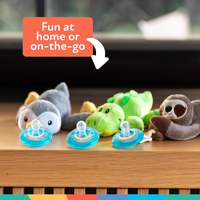 Nuby Calming Natural Flex Snuggleez Pacifier with Plush Combo Set for Cuddling, Elephant
