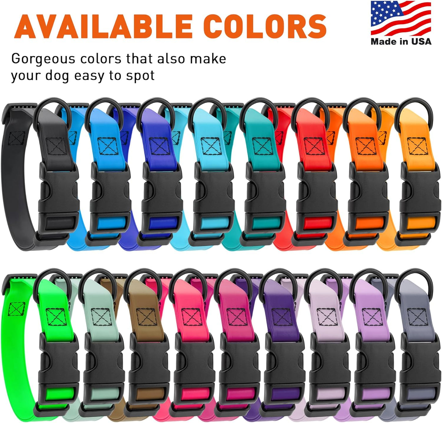 Dogline Biothane Waterproof Dog Collar with Quick Release Buckle Strong Coated Nylon Webbing with Odor- Proof for Easy Care Easy to Clean Fits Small Medium or Large Dogs, Dogline Blue 1" W 15-23" L