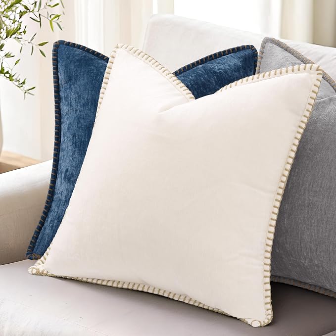 decorUhome Soft Chenille Throw Pillow Covers 12x20 Set of 2 Poseidon | Fall Textured Decorative Throw Pillow Cases Stitched Edge Modern Farmhouse Luxury Boho Velvet for Couch Sofa Bed Home Decor
