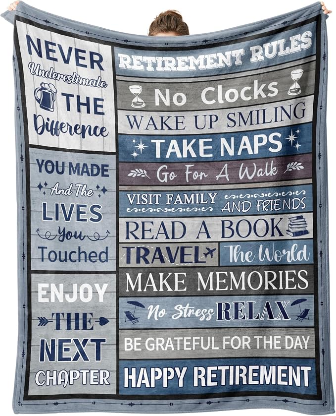 Retirement Gifts for Men/Women 2026, Retirement Blanket for Men 60"x50" | Men Retirement Gifts, Happy Retired Gifts Throw for Male, Teacher, Coworker, Dad