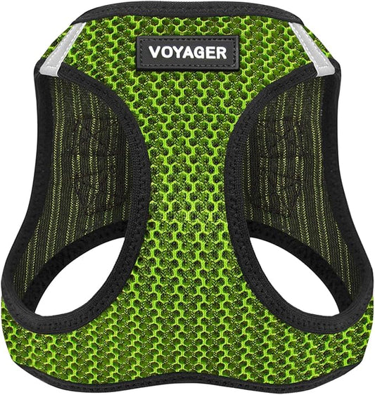 Best Pet Supplies - All Weather Mesh/Plush, Reflective, No Pull Harness for Small, Medium Dogs, Cats - Secure with Hook & Loop Fastener, Buckle, Double D-Rings - Lime Green 2-Tone, M