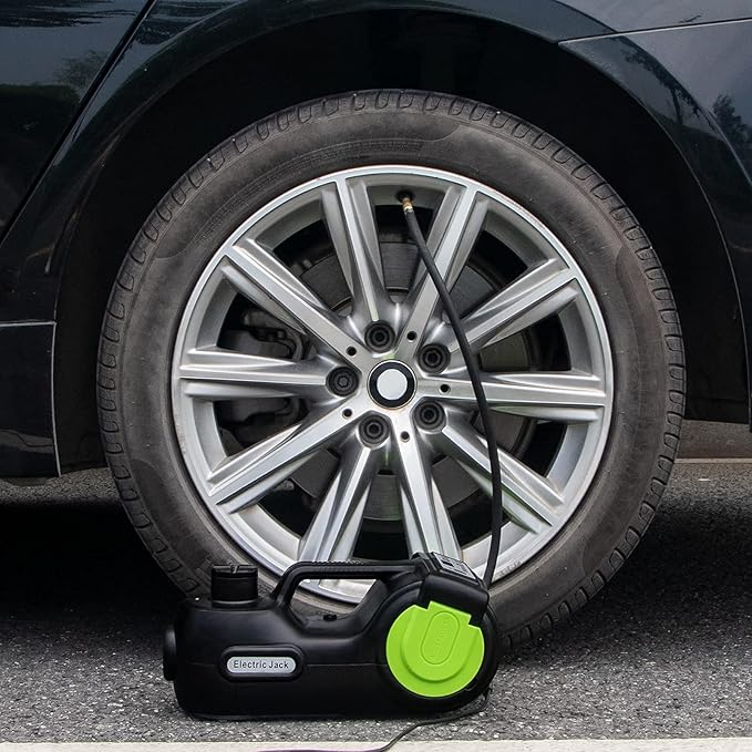 E-HEELP Electric Car Jack Kit 5Ton 12V Hydraulic (Lifting Range: 6.1-20.86 inch) with Impact Wrench & Inflator for Car SUV Sedan MPV with LCD & Tire Pressure Display