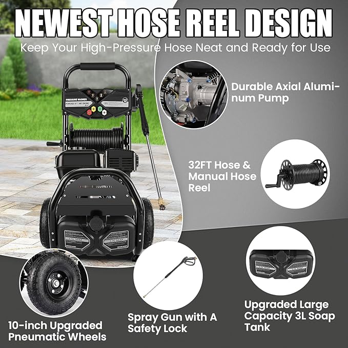 4200PSI Pres*Sure Washer Cleaner 4.0GPM Gas Po*wer Washer 212CC Gas Powered Washing Machine Commercial High Washer Cleaner with 32ft Hose&5 Nozzles for Patio Garden Yard Vehicle,EPA/CARB/ETL