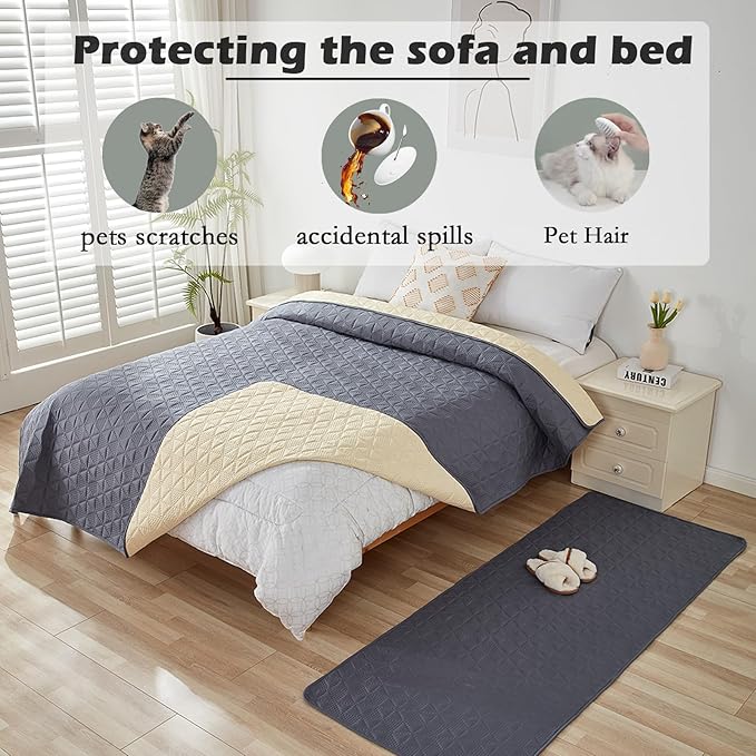 Waterproof Dog Bed Cover Pet Blanket, Soft Pet Couch Covers for Sofa Washable, Bed Couch Sofa Furniture Protector for Puppy Cat Kids (Grey,210 * 210 CM)