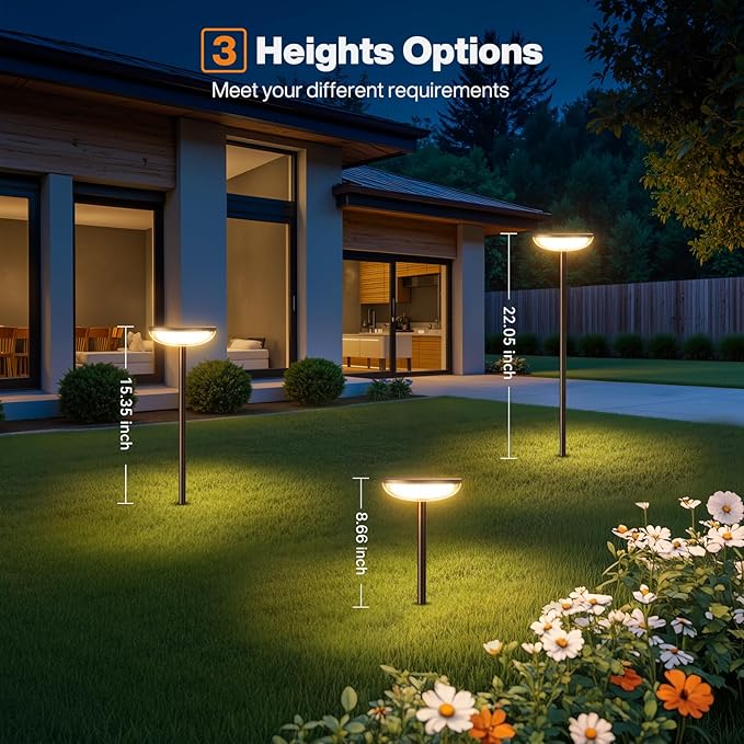 Solar Pathway Lights Outdoor, 6 Pack Tall Solar Garden Lights Waterproof for Yard Flower Bed Patio Path Walkway Driveway Outside Decor Landscape Lighting