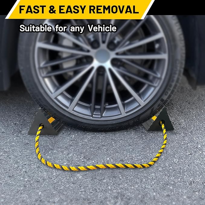 ROBLOCK Rubber Wheel Chocks for RV Trailer Camper Truck Car Aircraft Boat, Versatile Rubber Chocks Block Stopper for Tire with Reflective Strips, Utility RV Accessories, 2pair/4pack