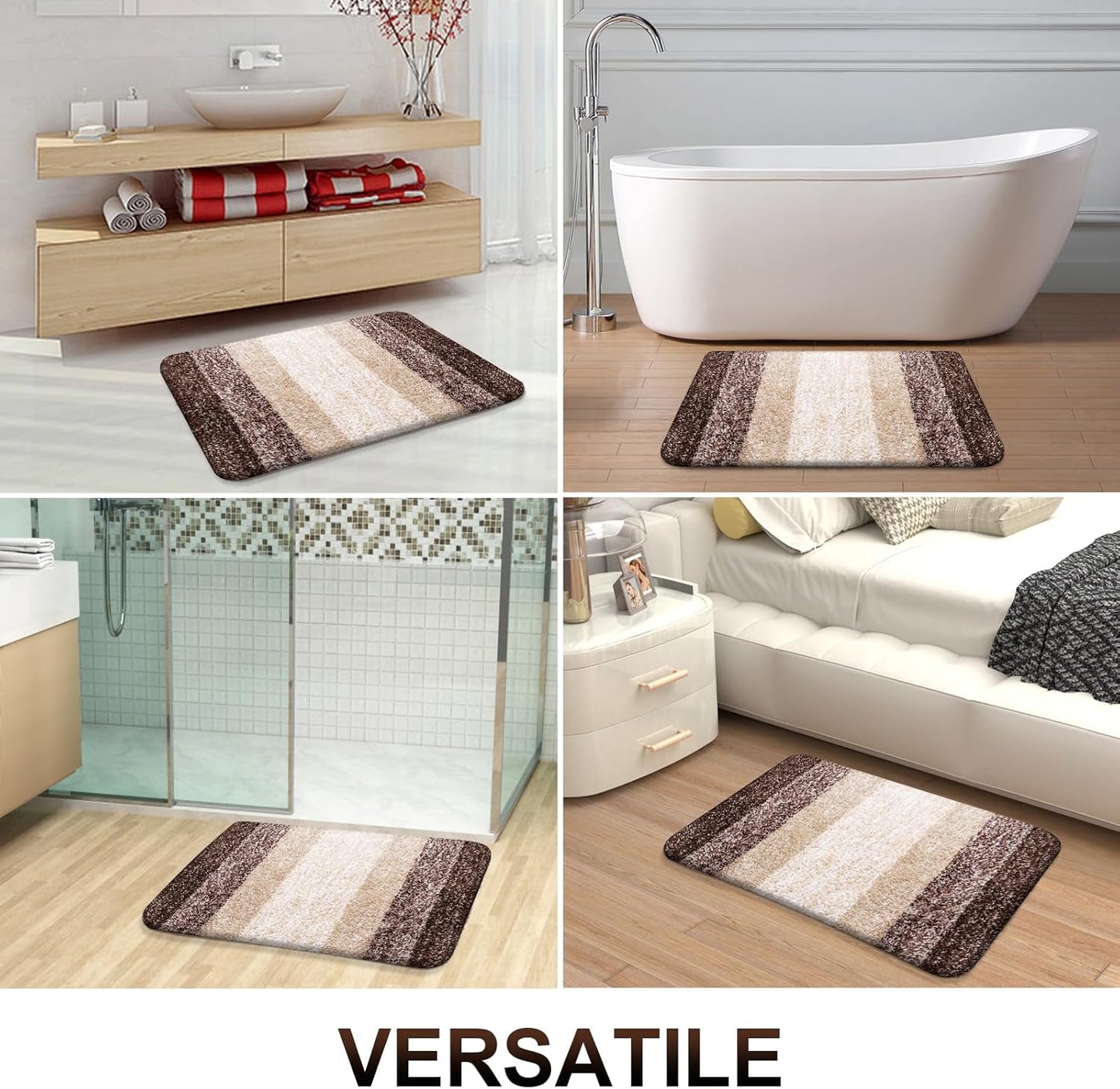 OLANLY Bathroom Rugs Mat 47x32, Extra Soft Absorbent Microfiber Bath Rugs, Rubber Backing, Quick Dry, Machine Washable Bath Mats for Bathroom Floor, Tub and Shower, Home Decor Accessories, Brown