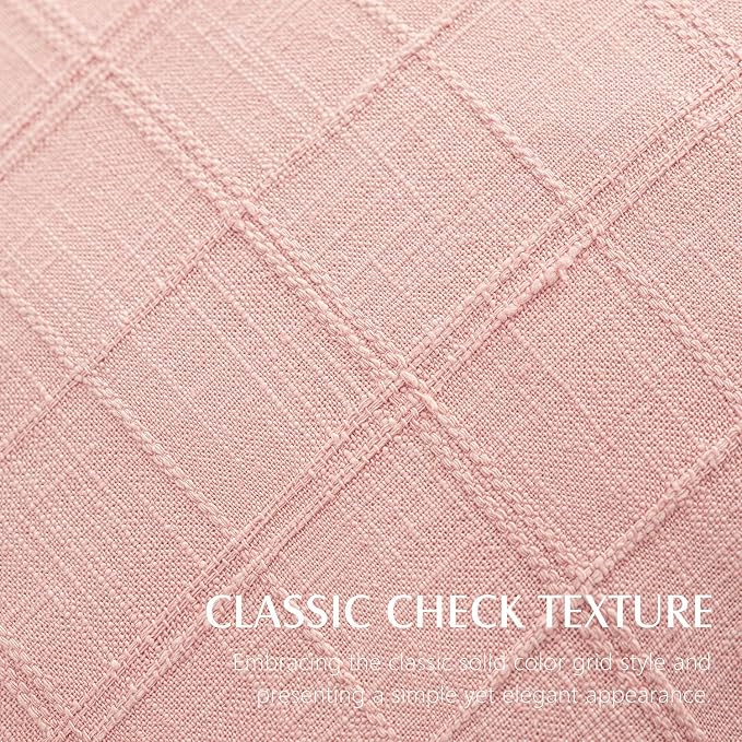 Foindtower Set of 2 Decorative Linen Check Throw Pillow Covers Neutral Farmhouse Vintage Cushion Covers Cozy Modern Boho Accent Home Decor for Sofa Chair Couch Bed Living Room,14×36 Inch,Light Pink