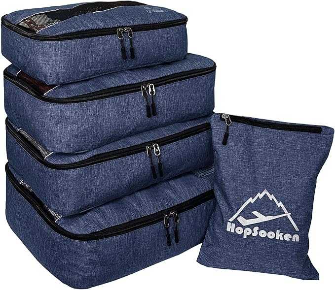 5 Set Packing Cubes for Travel Large Suitcase Luggage Organizer Bags Travel Accessories Vacation 4 Cubes 1 Laundry Pouch Bag