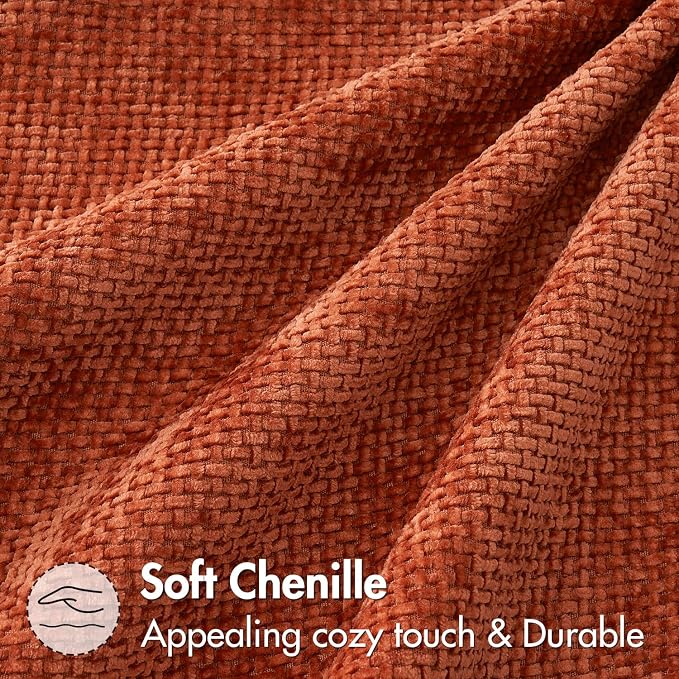 MIULEE Fall Decorative Couch Throw Pillow Covers 16x16 Burnt Orange 2 Pack | Modern Boho Accent, Soft Chenille Pillow Covers, Farmhouse Cushion Cases for Home Decor Bed Sofa Living Room