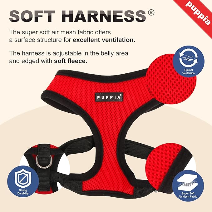 Authentic Puppia Soft Harness, Grey, X-Large