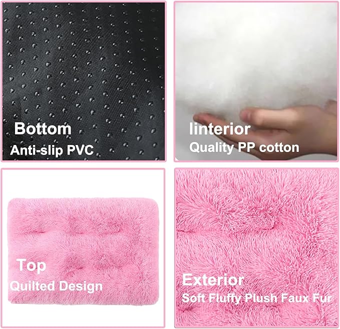 Dog Crate Mat, Dog Bed for Large Dogs, Comfy Fluffy Kennel Pad Anti-Slip for Dog beds & Furniture, Quilted Dog Bed for Pets for Medium/Small Dogs Cats (Color : Pink 3, Size : 30x21)