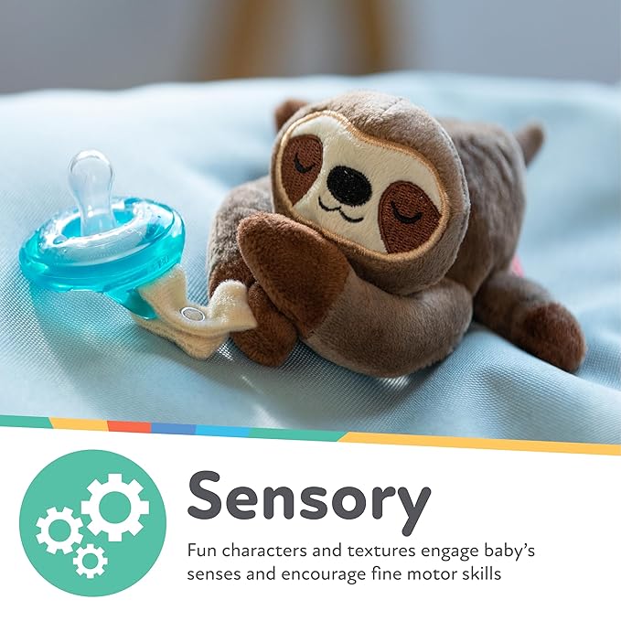 Nuby Calming Natural Flex Snuggleez Pacifier with Plush Combo Set for Cuddling, Elephant