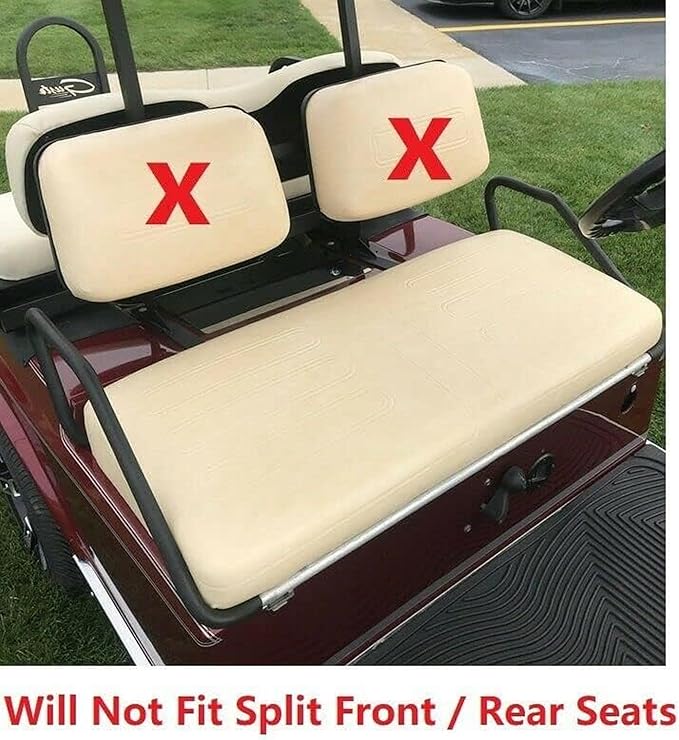 Huskey 4PCS Golf Cart Front/Rear Seat Covers for EZGO RXV 2008-UP G&E Models Custom Two-Tone Black/Red Diamond Stitching with Red Piping, Marine Grade Vinyl Material, Staple on Design