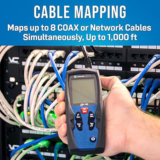 Jonard Tools CM-100 Cable Mapper Pro with 8 Network and 8 Coax Cable Identifiers, Black