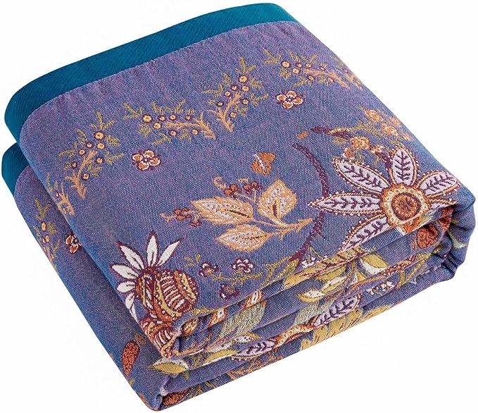 XIBLC Boho Blanket, 100% Cotton Farmhouse Decorative Throw Blanket, 60"x80" Reversible Bohemian Throw Blanket, Purple All Season Muslin Breathable Woven Blankets Quilt