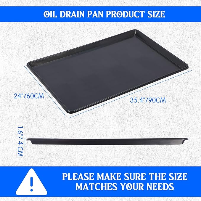 6 Pack Extra Large Oil Drip Pan for Under Car, 35.4 x 24 x 1.6 in Oil Catch Pan, Black Plastic Replacement Tray for Garage Automotive Driveway Washing Machine