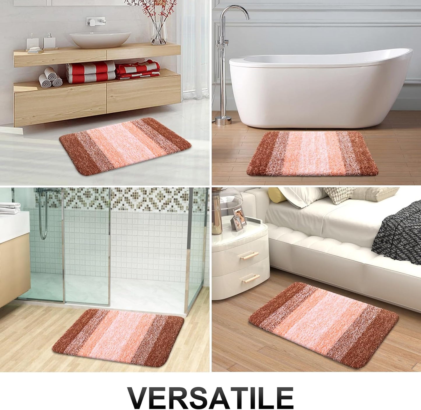 OLANLY Bathroom Rugs Mat 36x24, Extra Soft Absorbent Microfiber Bath Rugs, Rubber Backing, Quick Dry, Machine Washable Bath Mats for Bathroom Floor, Tub and Shower, Home Decor Accessories, Orange