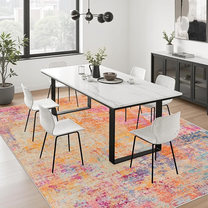 8x10 Area Rug Living Room Rug: Washable Modern Abstract Soft Thin Rug Indoor Floor No Slip Carpet for Bedroom Dining Room Farmhouse Nursery Home Office - Galaxy Haze