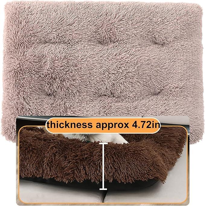 Dog Crate Mat, Dog Bed for Large Dogs, Comfy Fluffy Kennel Pad Anti-Slip for Dog beds & Furniture, Quilted Dog Bed for Pets for Medium/Small Dogs Cats (Color : Brown, Size : 25x18)
