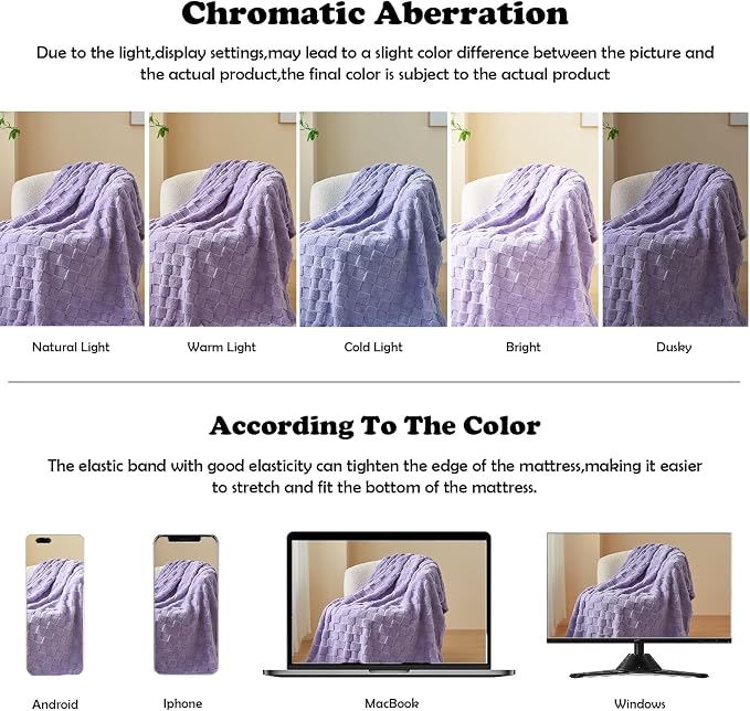 NEWCOSPLAY 3D Checkered Flannel Twin Blanket, Lavender Checkered, 60"x80" | Super Soft Cute Lightweight Decorative Premium Silky Fleece Blanket for Couch Sofa Bed, Gift for Women Men, All Season Use