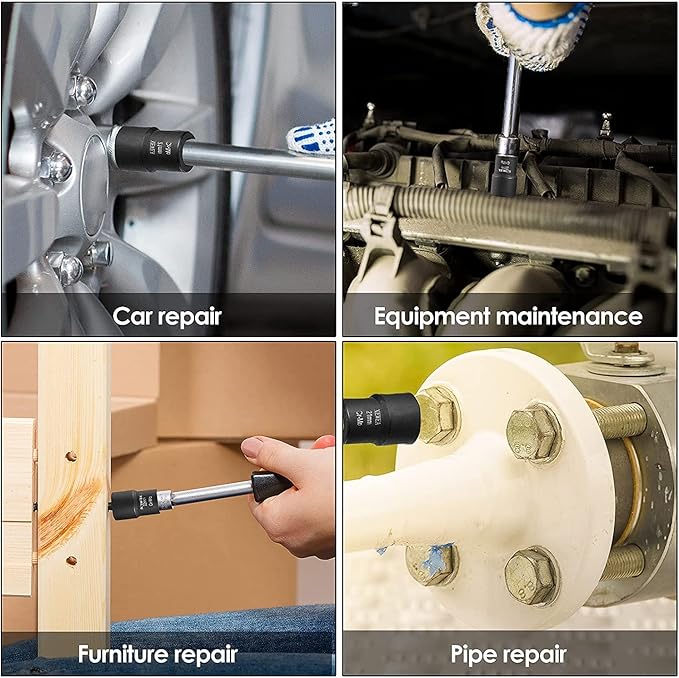 XEWEA 12PCS Lug Nut Remover Set, 1/2-Inch Drive Stripped Wheel Lock Removal Extractor Twist Socket Kit for Removing Damaged, Frozen, Rusted, Studs, Rounded-Off Bolts Nuts Screws
