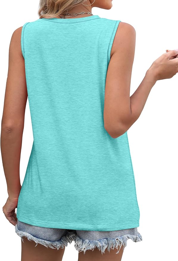 WIHOLL Women's Sleeveless Summer Crewneck Loose Fit Tank Tops