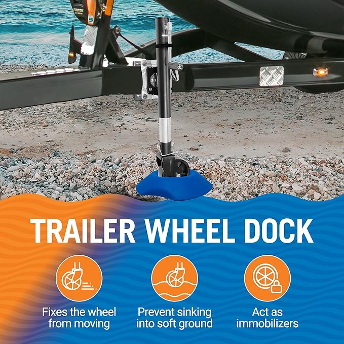 Trailer Wheel Chocks with Rope and Wheel Dock, for Boat Trailers, Travel Campers, RV Accessories, Travel Trailers, and All Trailer Tires