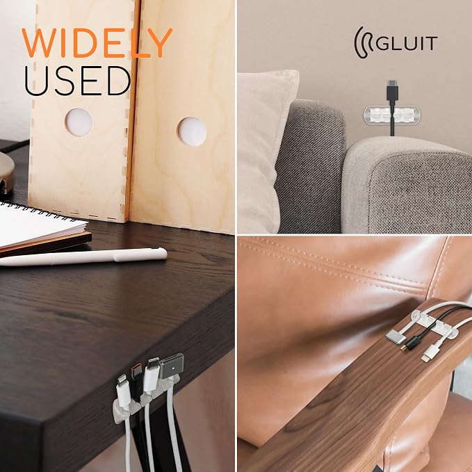 Cord Organizer for Desk, Nightstand Cable Holder, 5 Psc, Transparent