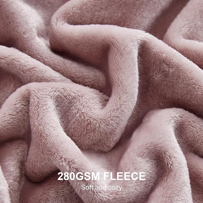 Hansleep King Pink Fleece Blanket, Soft Flannel Bed Blanket | Fuzzy Cozy Blanket 90x108 Inches, Multi-use for Bed, Sofa, Couch, Travel, Camping, All Season Warm Lightweight Cover