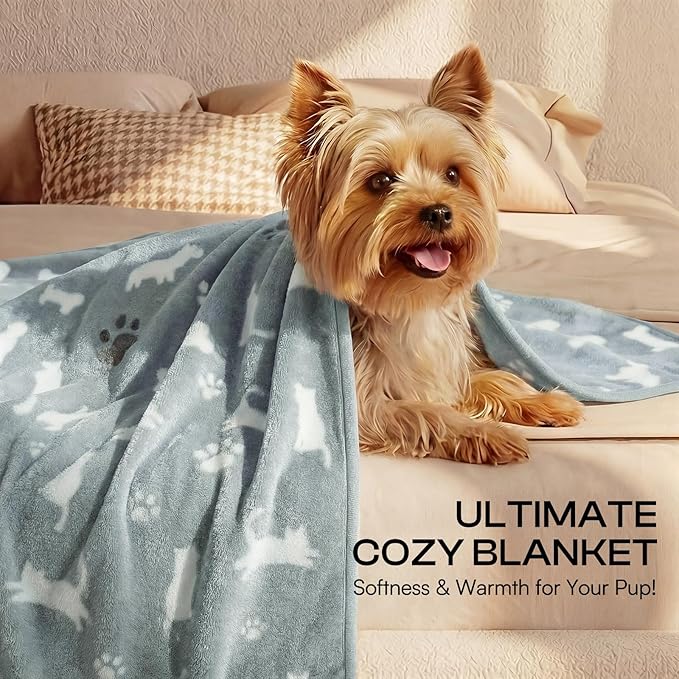 Luciphia 1 Pack 3 Blankets, Cute Cat Printed Fluffy Fleece Pet Blanket for Dogs Cats Washable, Warm Soft Throw Cover for Crate Couch, Gifts Puppy Essentials,Purple/Grey/Khaki, Small (23x16 inch)